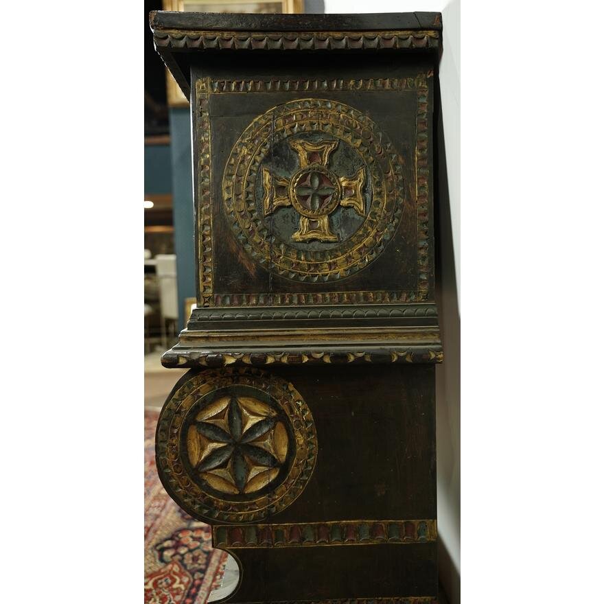 AF3-161: Antique Mid 18th Century Spanish Colonial Polychrome Decorated Cupboard