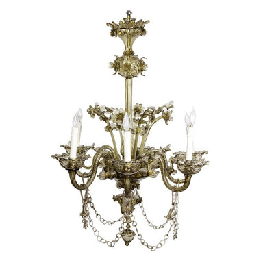 Early 20th Century Murano Smoky Amber Blown Glass 6 Light Chandelier | Work of Man