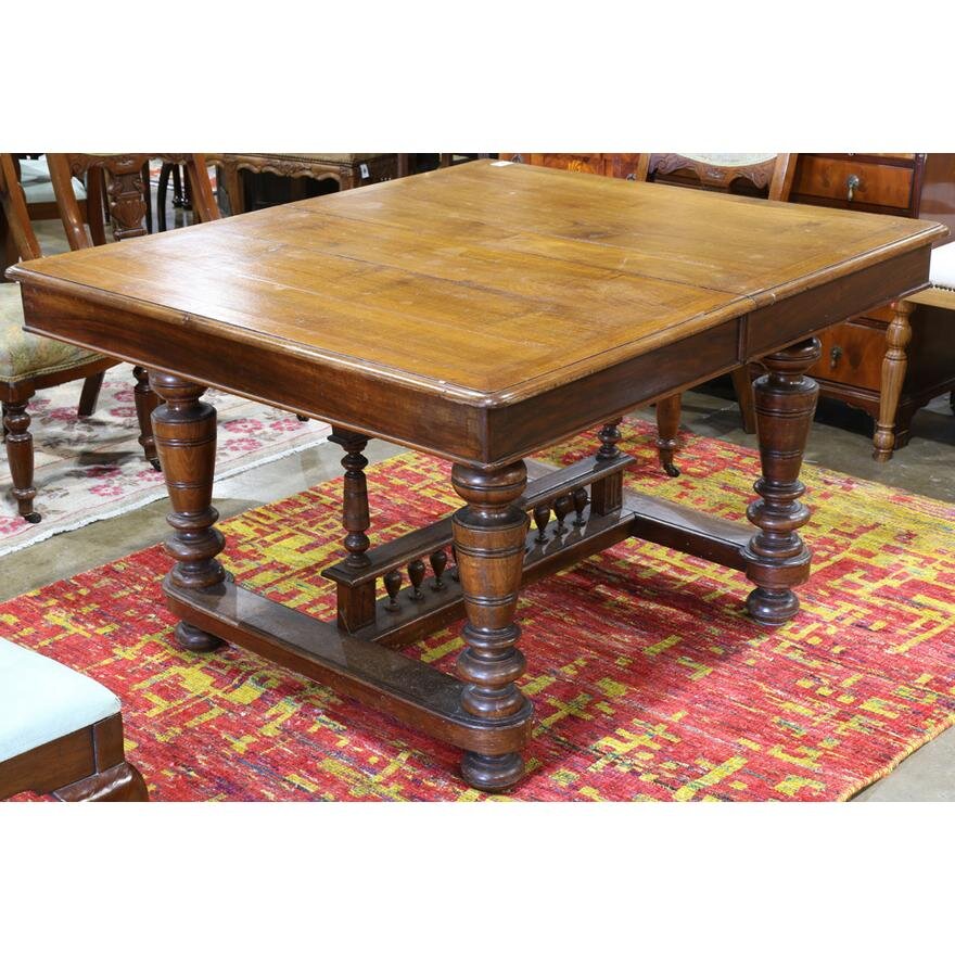 Antique American Victorian Jacobean Walnut Dining Table | Work of Man