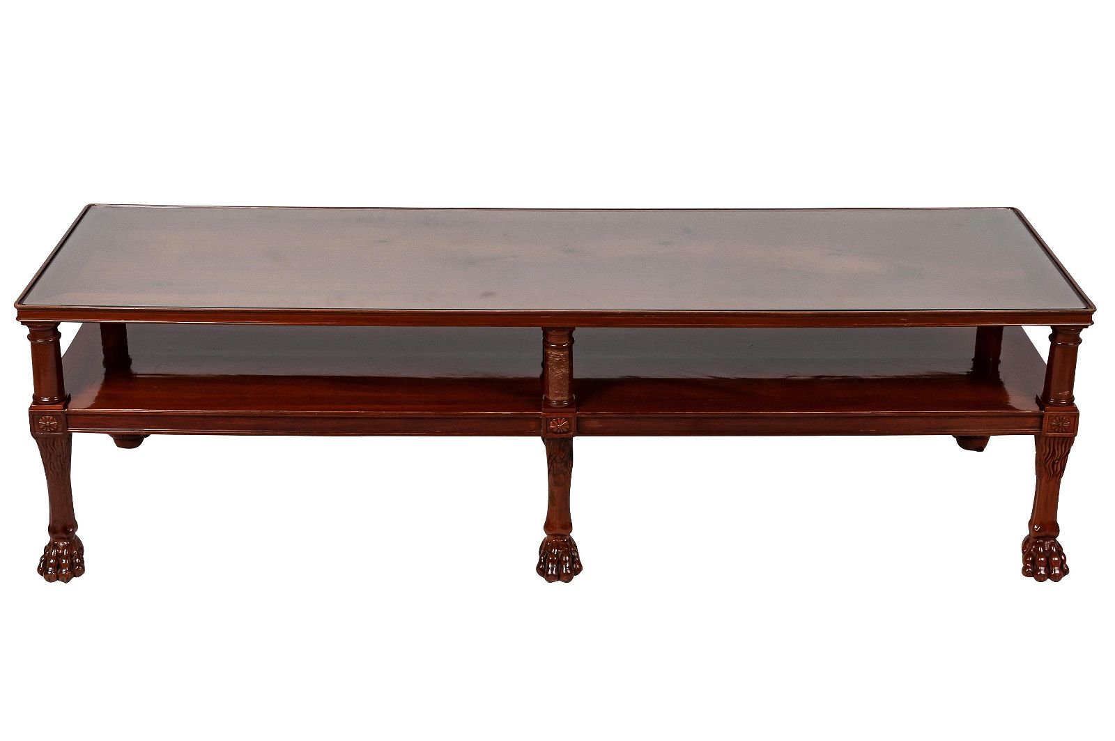 AF1-215: Antique Pair of French Empire Yew Wood Banquette Tables Designed by Jacob Freres Reduced in Height to Coffee Tables