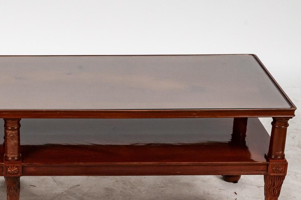 AF1-215: Antique Pair of French Empire Yew Wood Banquette Tables Designed by Jacob Freres Reduced in Height to Coffee Tables