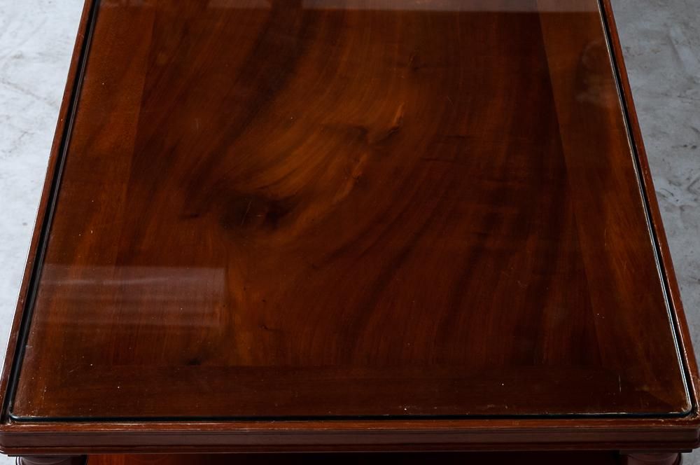 AF1-215: Antique Pair of French Empire Yew Wood Banquette Tables Designed by Jacob Freres Reduced in Height to Coffee Tables