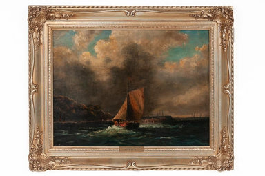 IN THE MANNER OF JOSEPH M.W. TURNER: "GATHERING STORM" - SEASCAPE - Oil on Canvas Painting | Work of Man