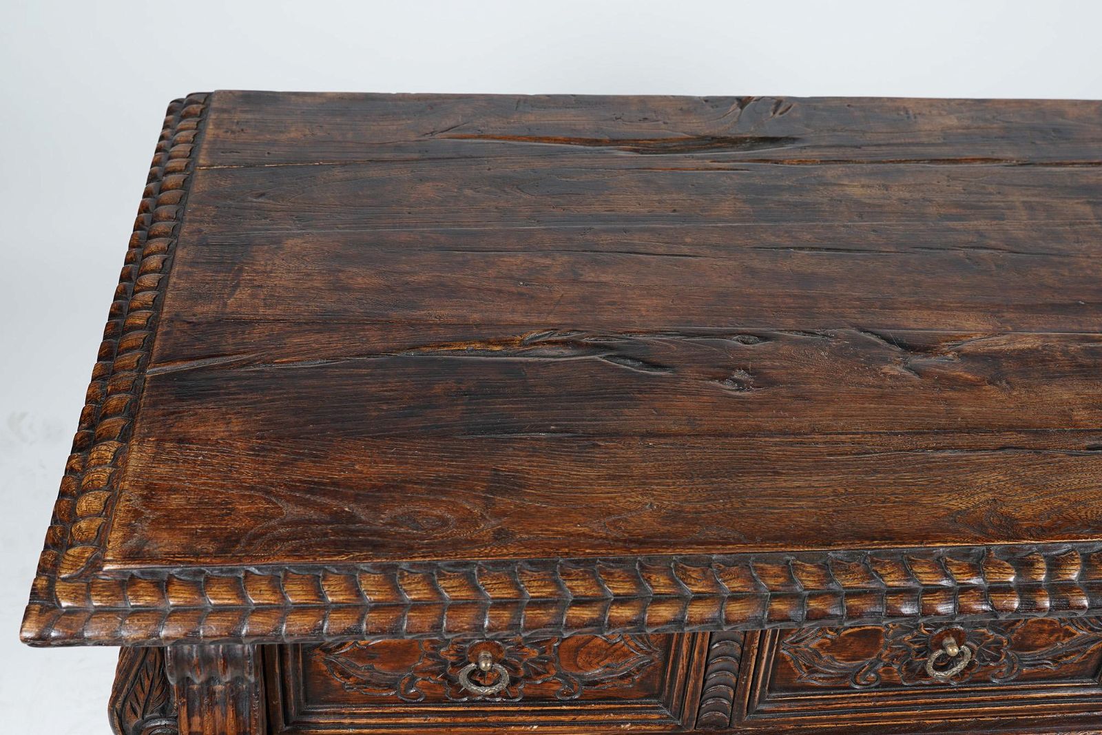 AF3-105: Antique Late 19th Century Spanish Baroque Carved Oak Console Table