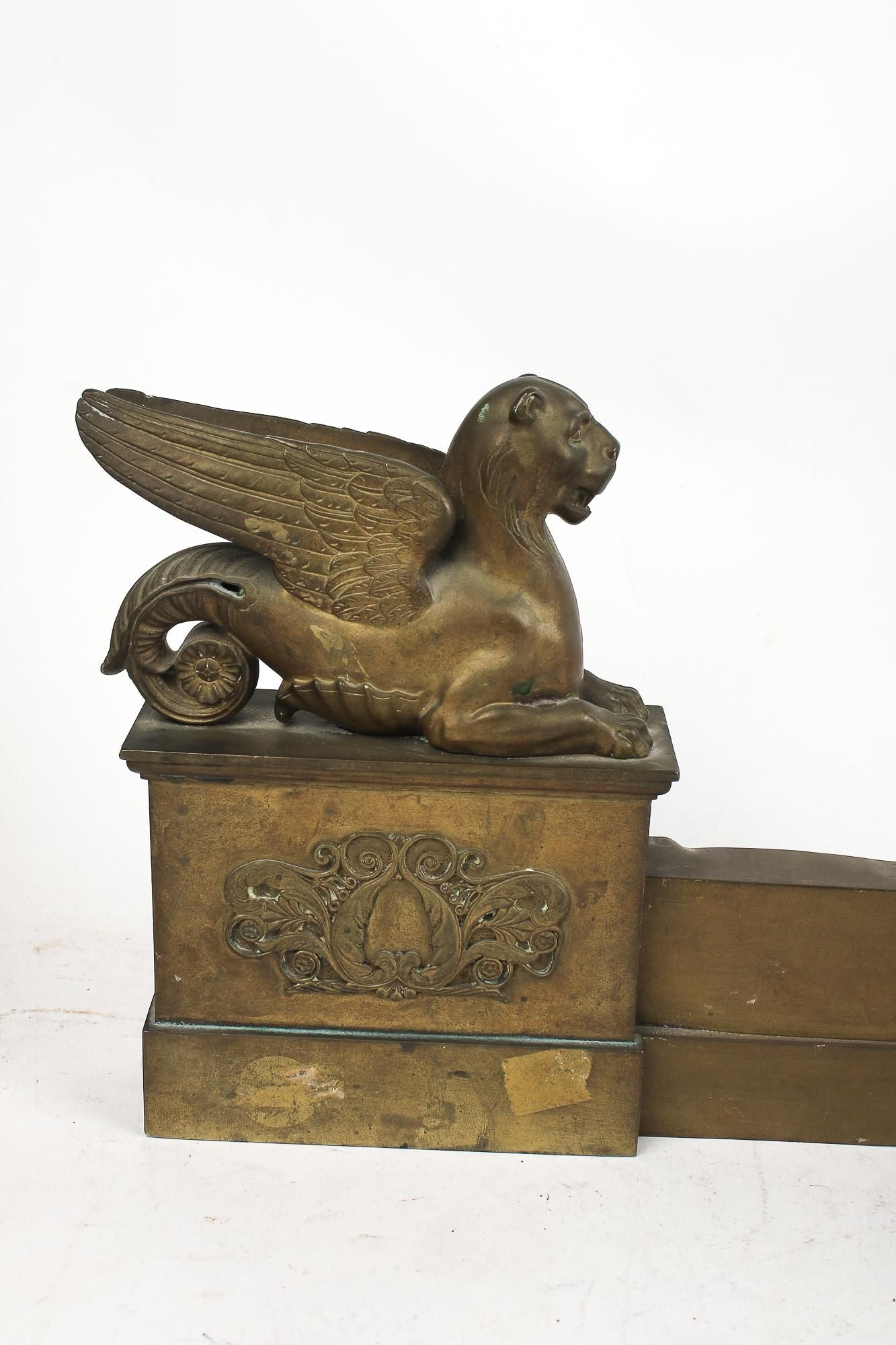 AA3-100: Antique Charles X Mercury Fire Gilt Bronze Fireplace Fender Mid 19th Century