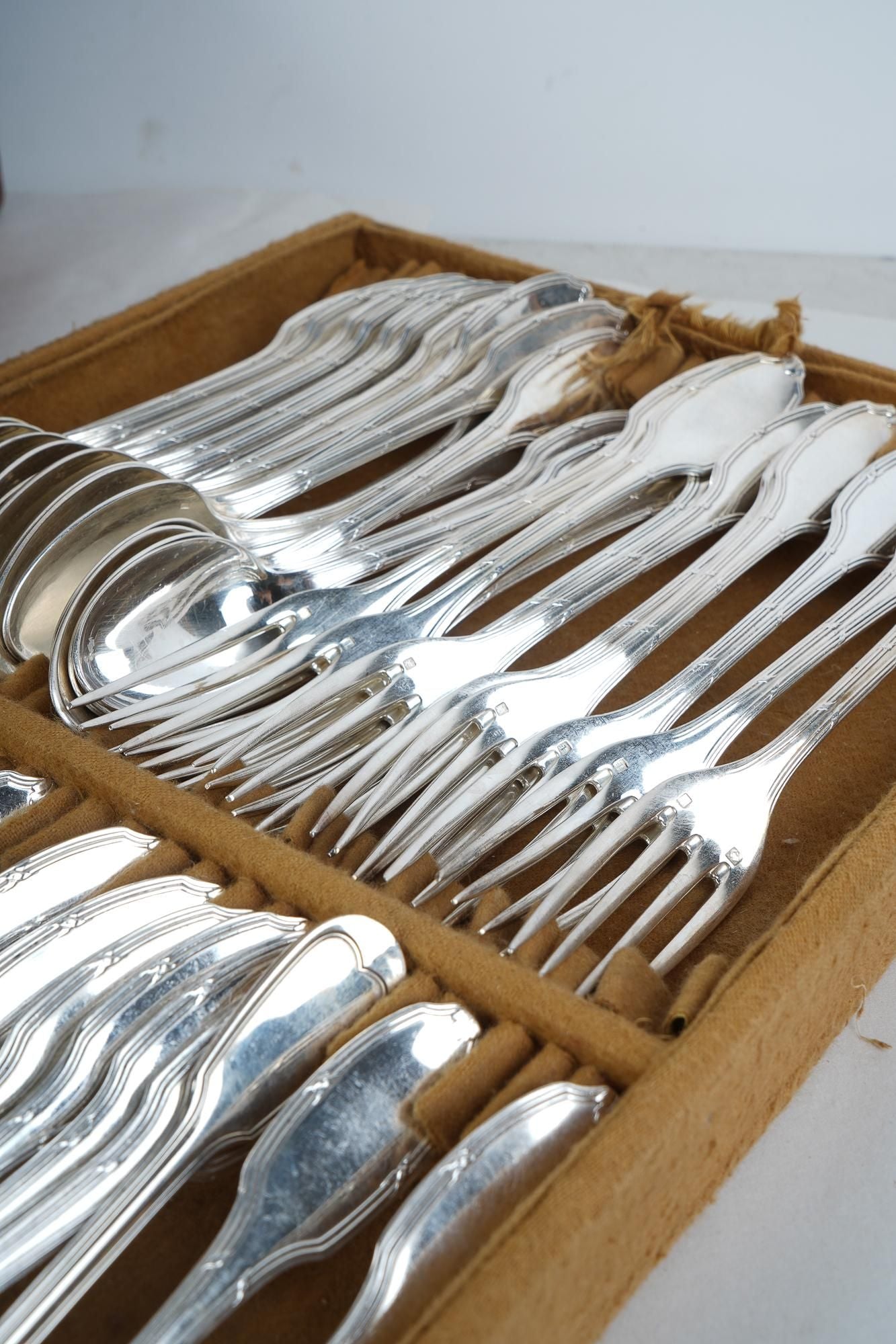 Antique Set Christofle Alfednide Silver Plate Flatware | Work of Man