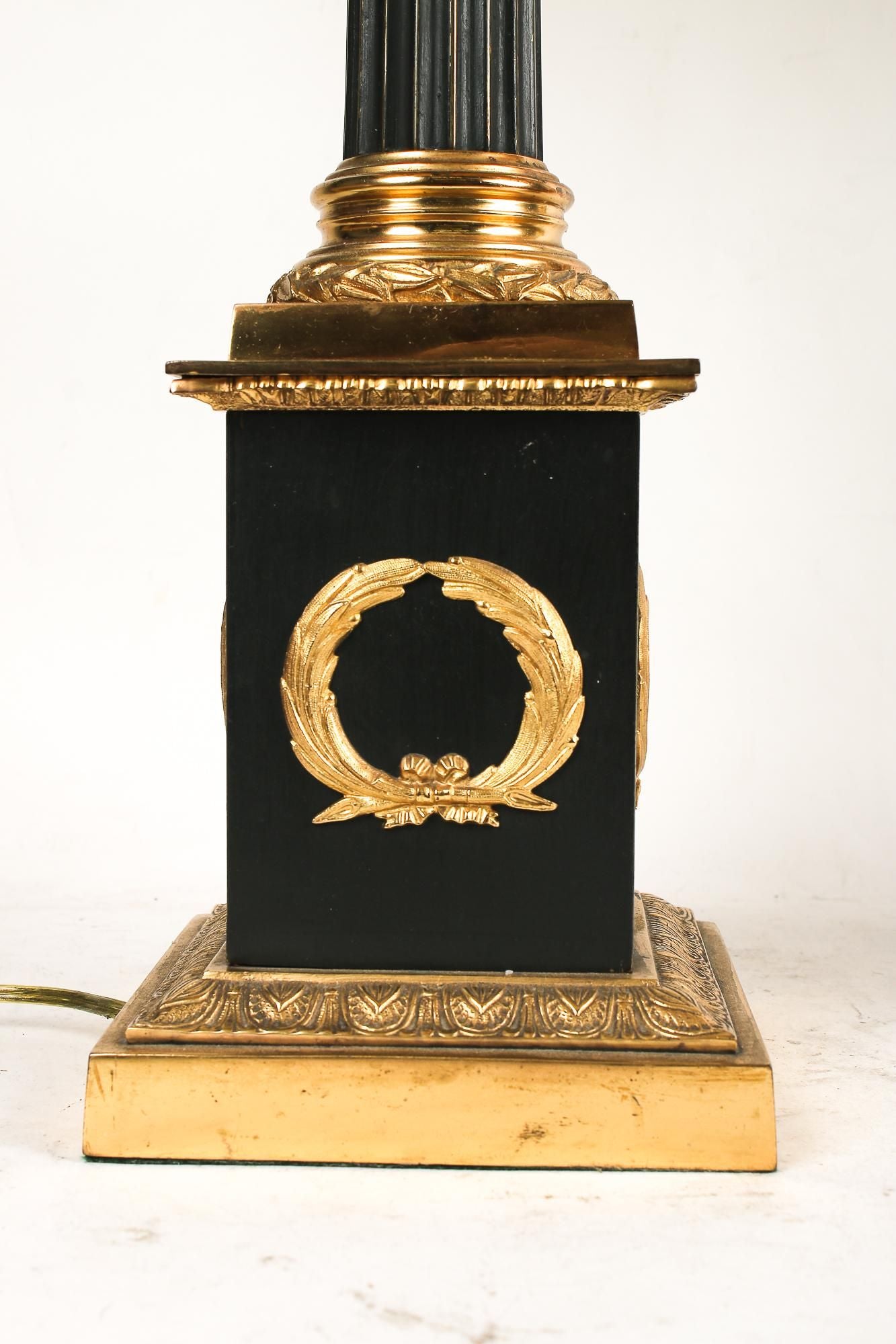 AL2-007: Pair of Circa 1940's Gilt Bronze Corinthian Columnar Lamps