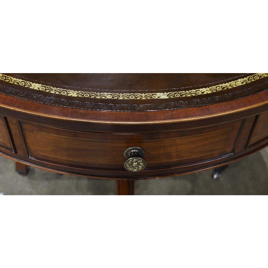 AF1-137:  LATE 20TH CENTURY BURTON CHING FEDERAL STYLE MAHOGANY DRUM "RENT" TABLE