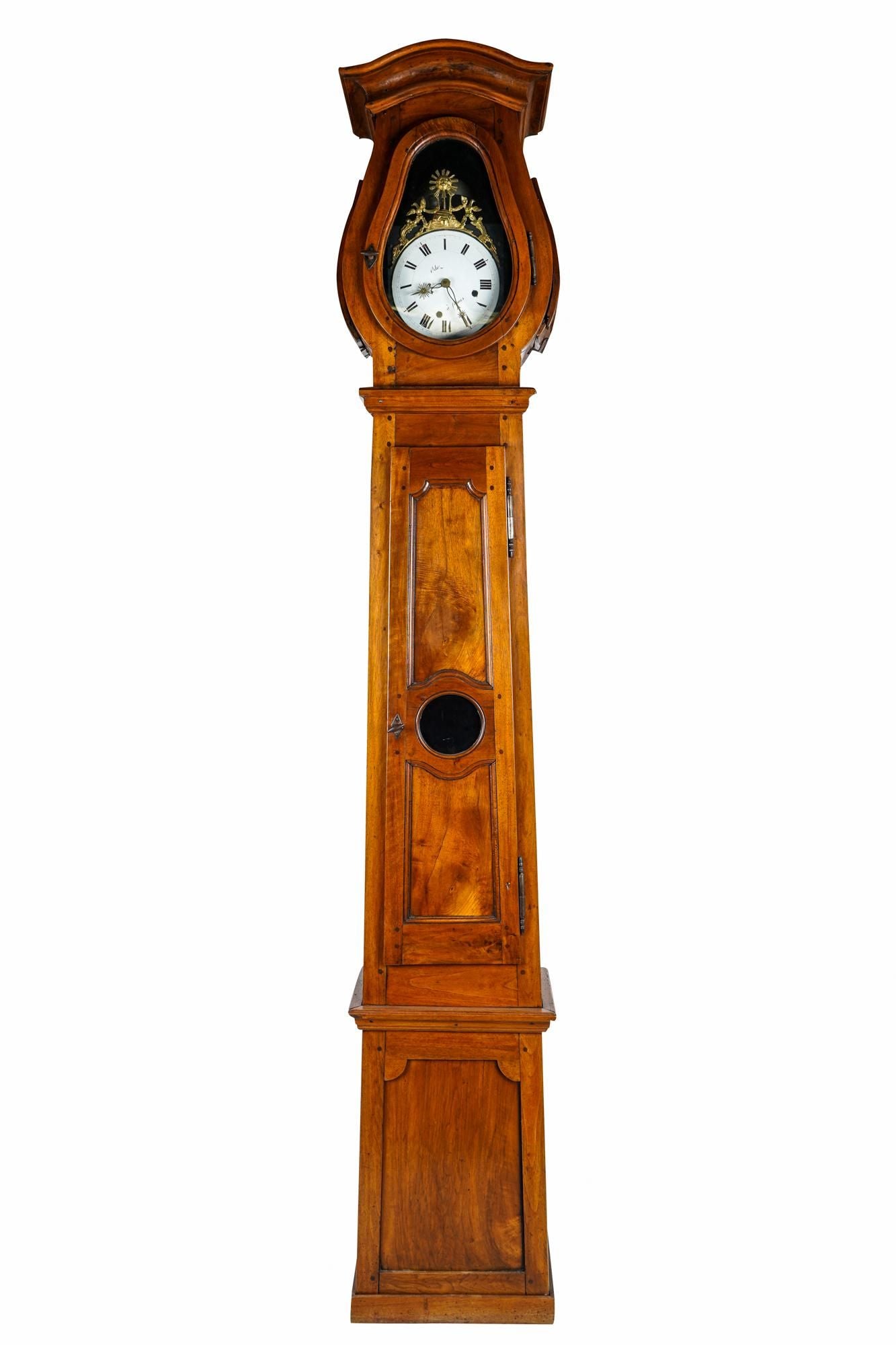 TK1-113: 18TH CENTURY FRENCH REGENCE PINE TALL CASE CLOCK