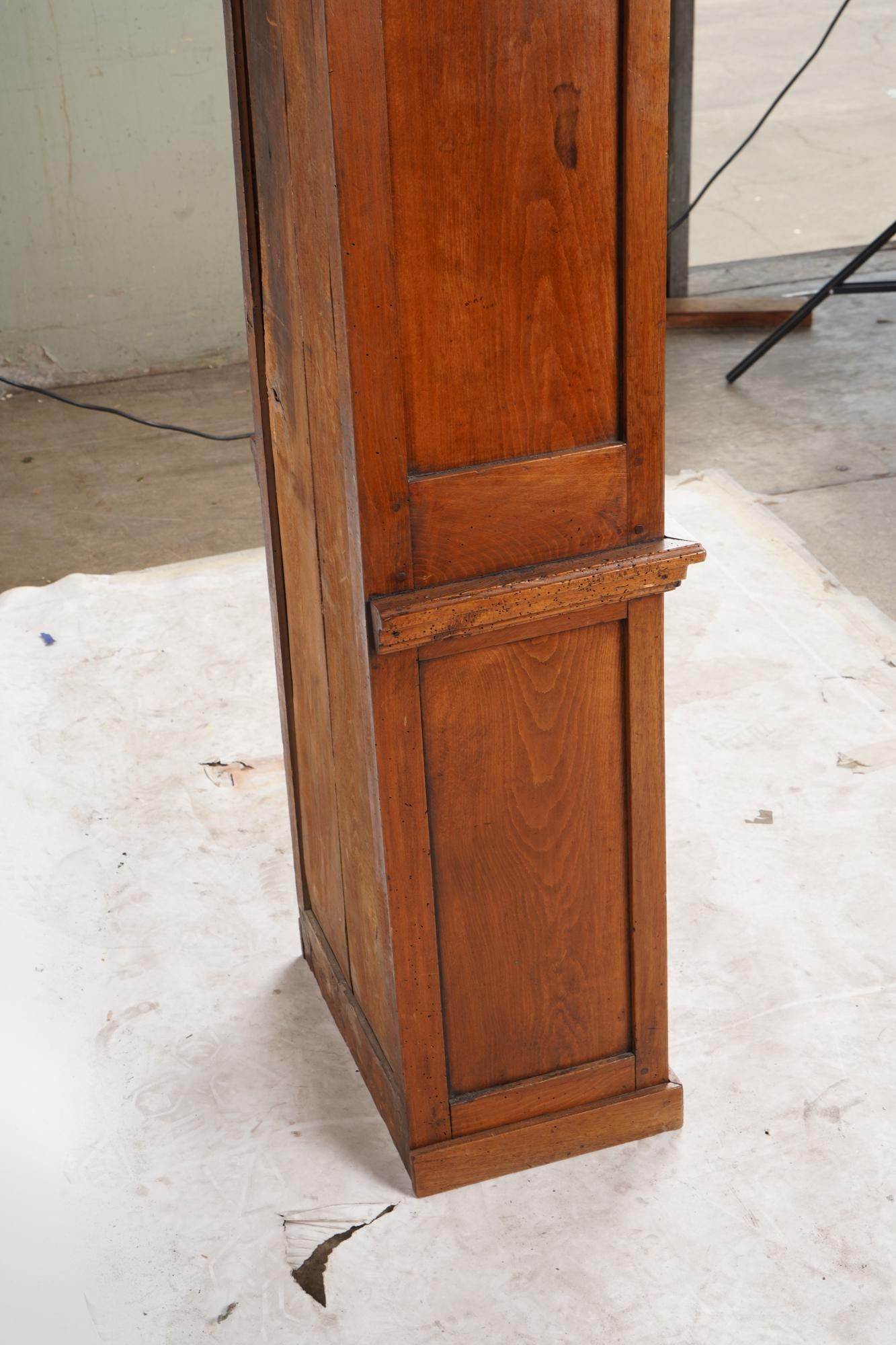 TK1-113: 18TH CENTURY FRENCH REGENCE PINE TALL CASE CLOCK