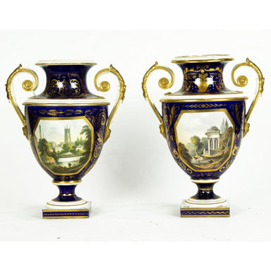 Antique PAIR DERBY PORCELAIN URNS | Work of Man