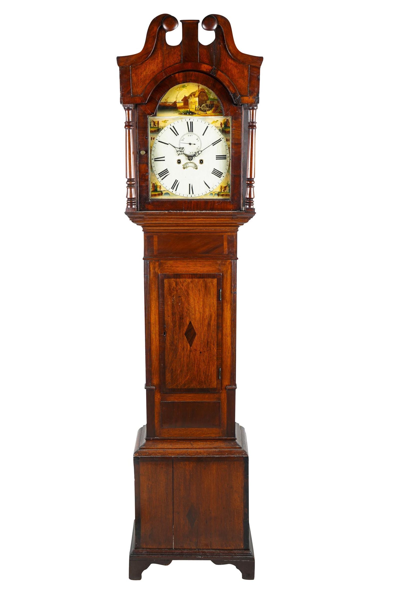 TK1-114: LATE 17TH CENTURY ENGLISH MAHOGANY & OAK TALL CASE CLOCK