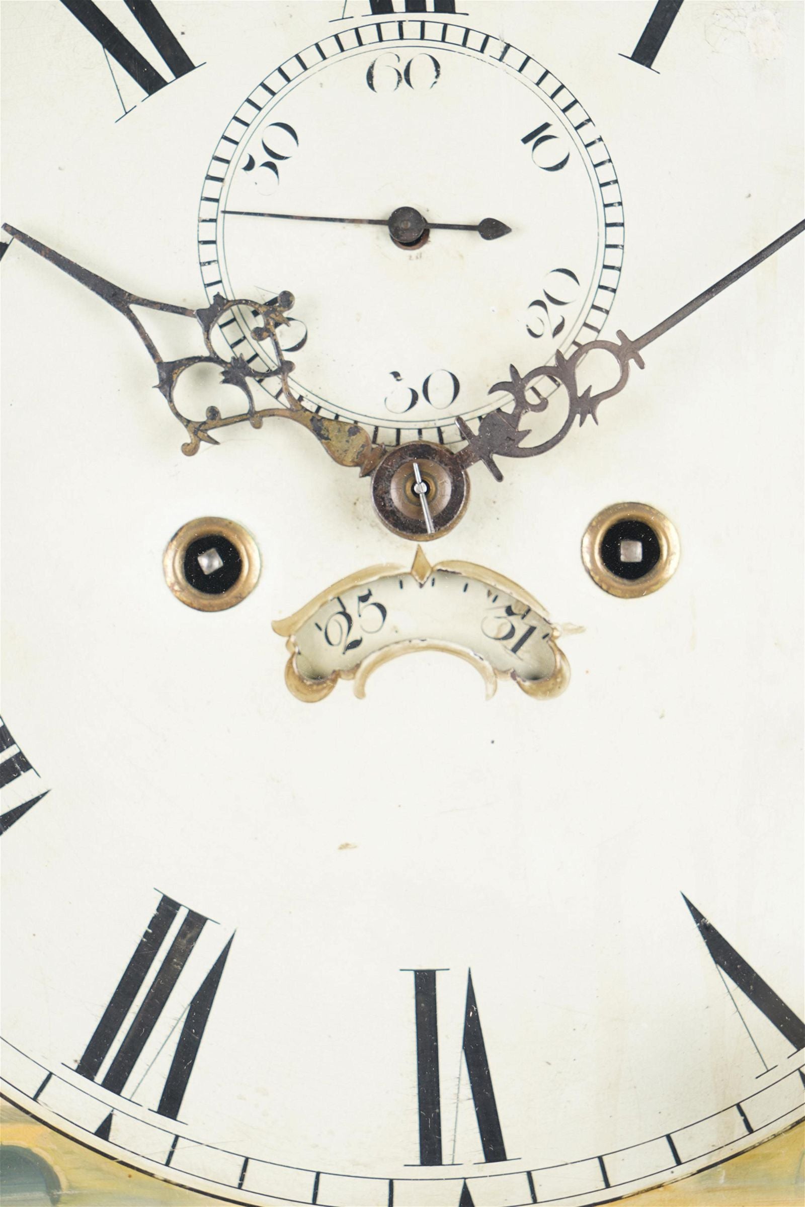 TK1-114: LATE 17TH CENTURY ENGLISH MAHOGANY & OAK TALL CASE CLOCK