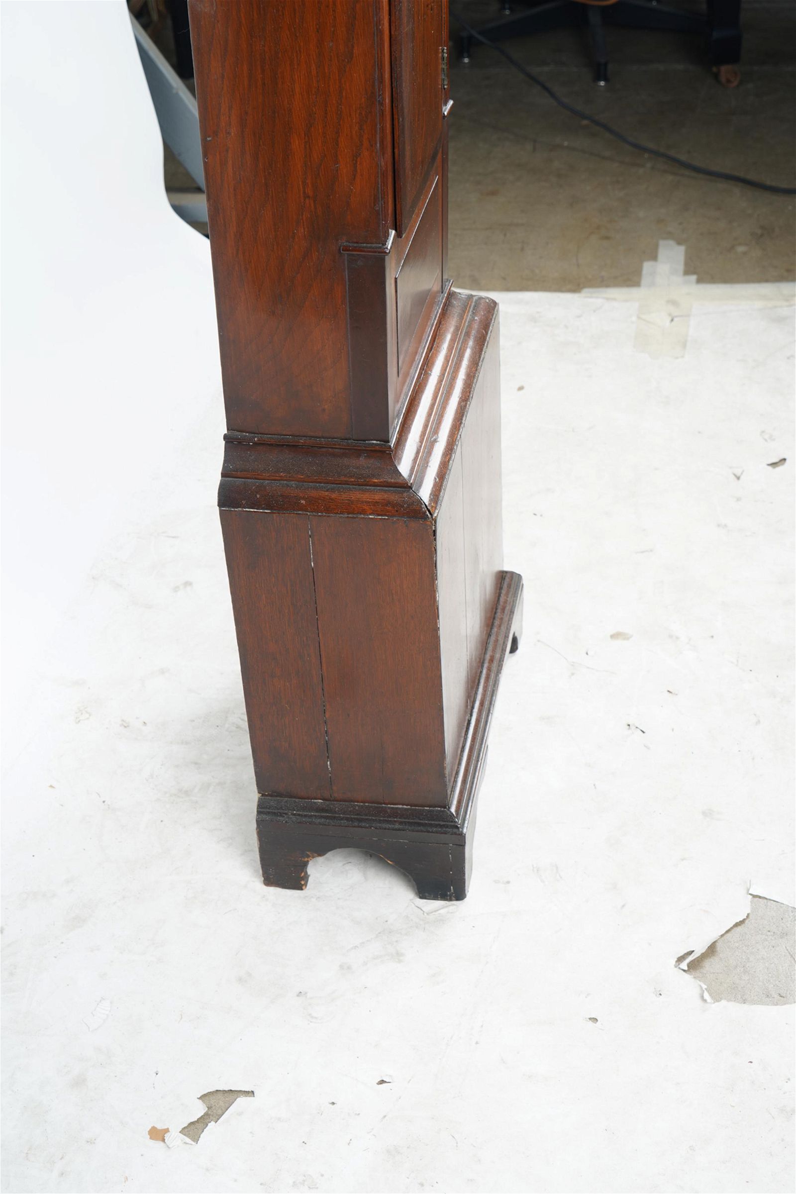 TK1-114: LATE 17TH CENTURY ENGLISH MAHOGANY & OAK TALL CASE CLOCK