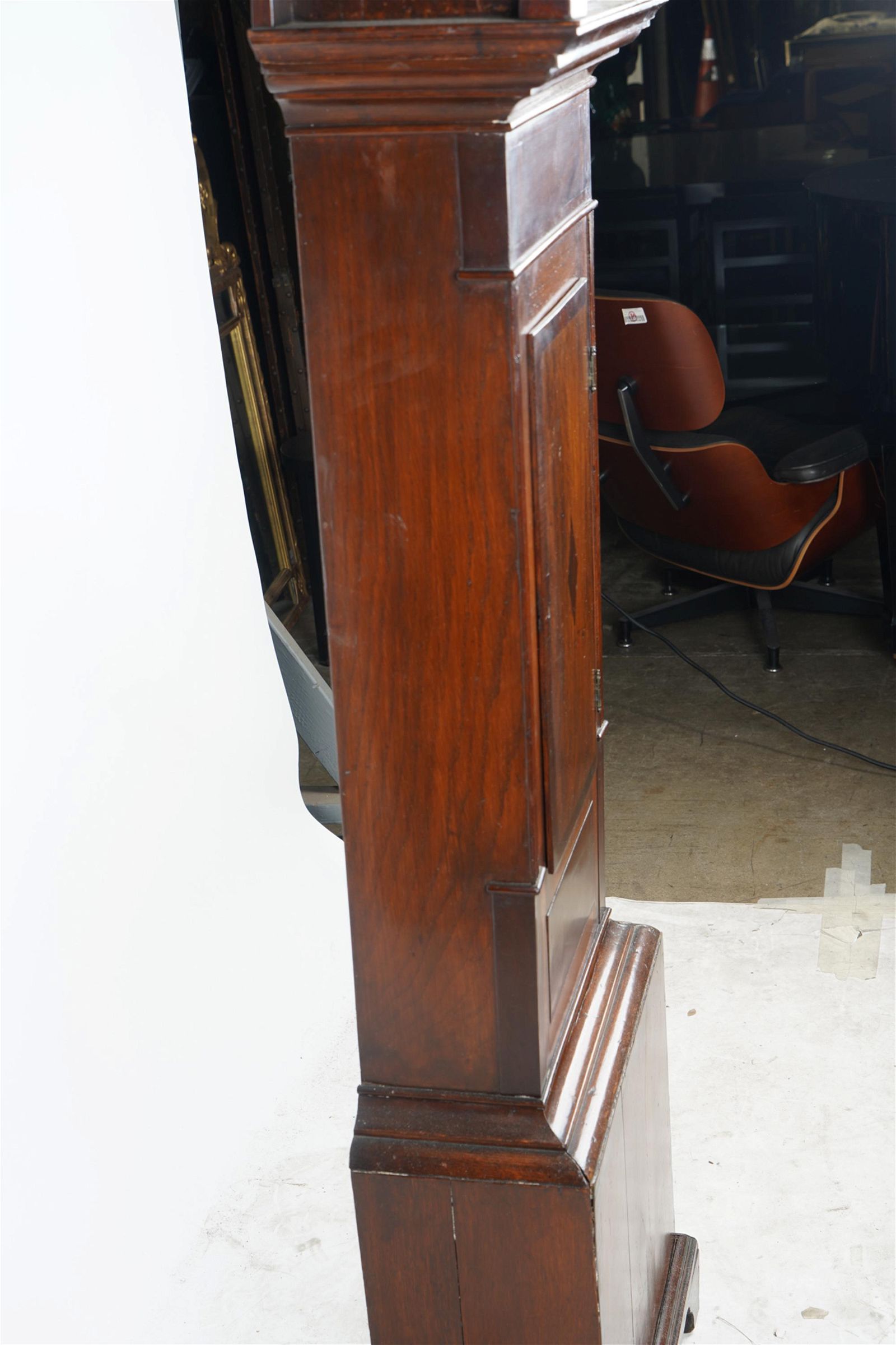TK1-114: LATE 17TH CENTURY ENGLISH MAHOGANY & OAK TALL CASE CLOCK