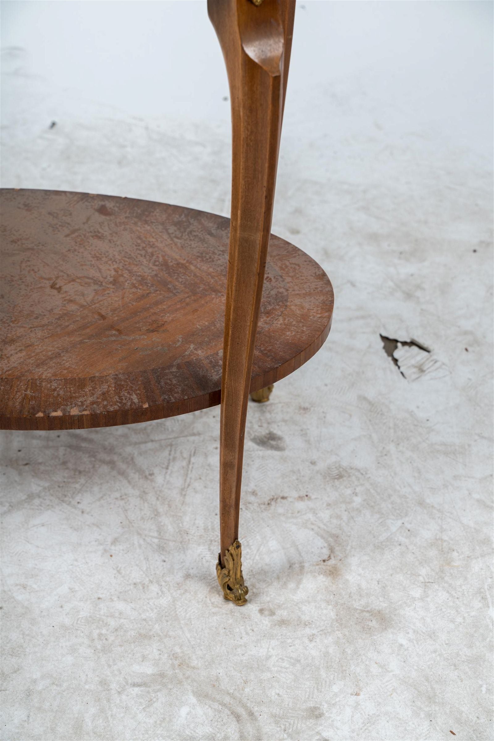 AF1-013: ANTIQUE LATE 19TH CENTURY LOUIS XV TRANSITIONAL STYLE FRENCH WALNUT MARBLE-INSET GUERIDON