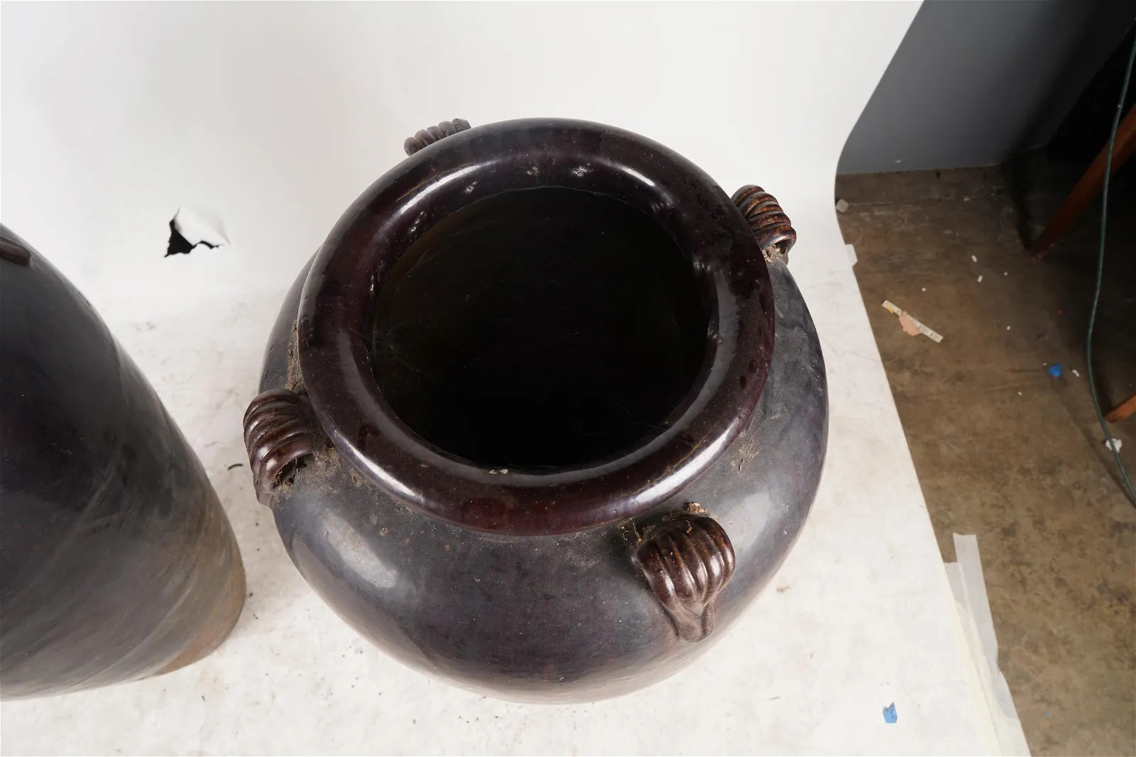 AA4-003: Pair of Antique Large Asian Terra Cotta Water Vessels