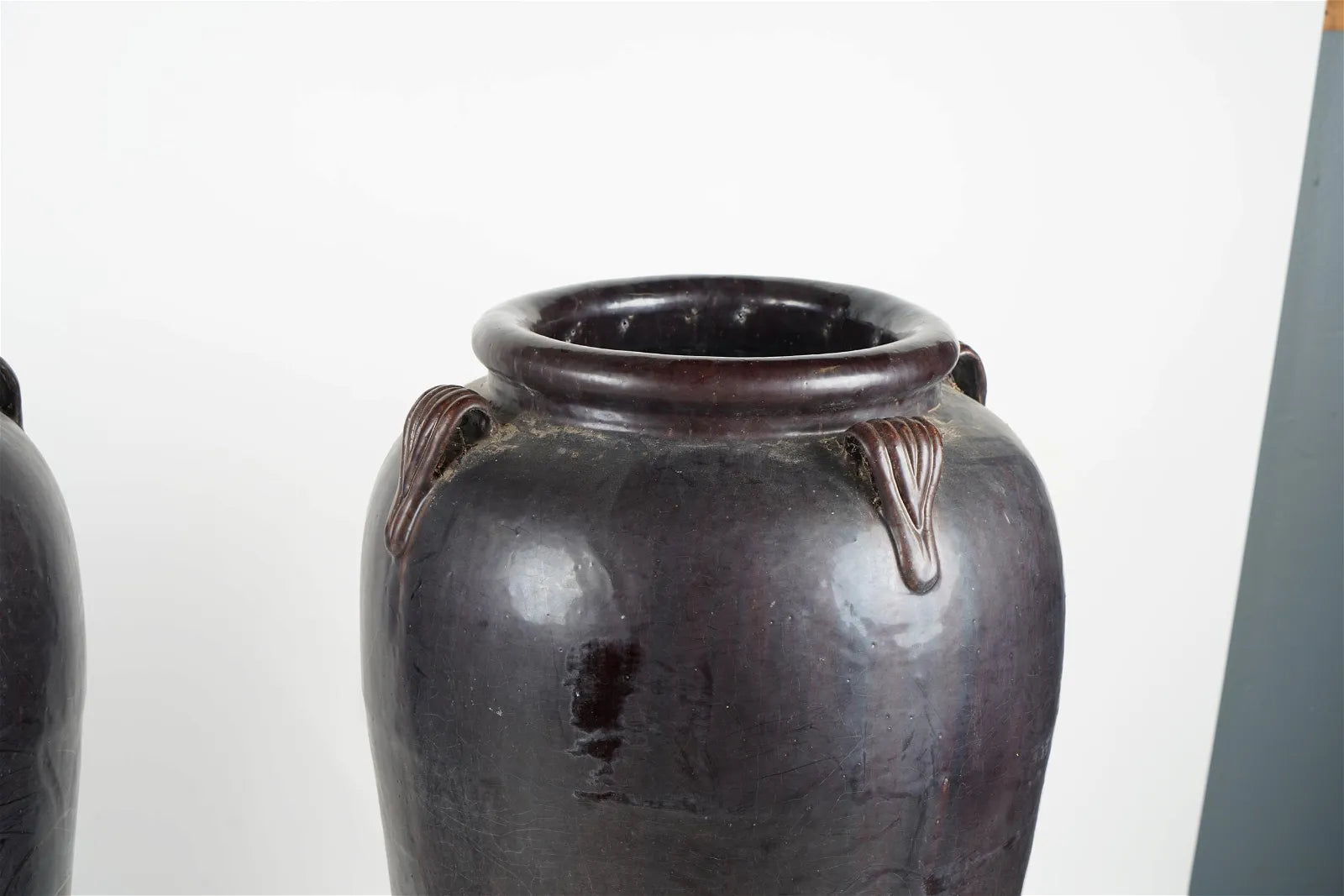 AA4-003: Pair of Antique Large Asian Terra Cotta Water Vessels