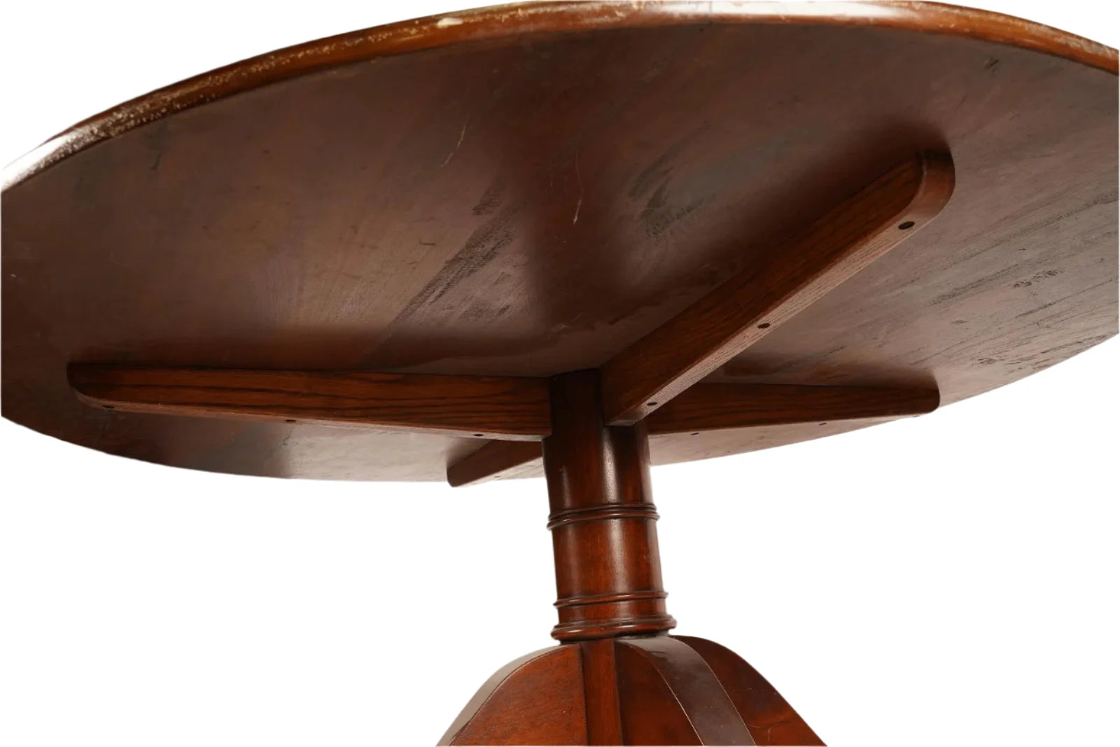 AF1-014:  ANTIQUE EARLY 20th CENTURY ENGLISH REGENCY STYLE MAHOGANY 60" DIAMETER DINING TABLE