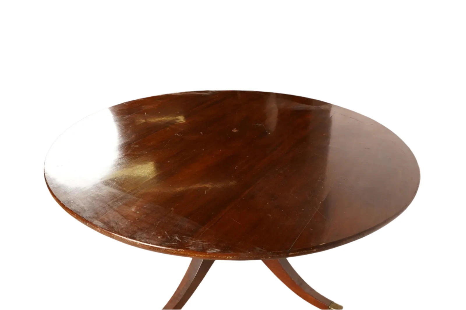 AF1-014:  ANTIQUE EARLY 20th CENTURY ENGLISH REGENCY STYLE MAHOGANY 60" DIAMETER DINING TABLE