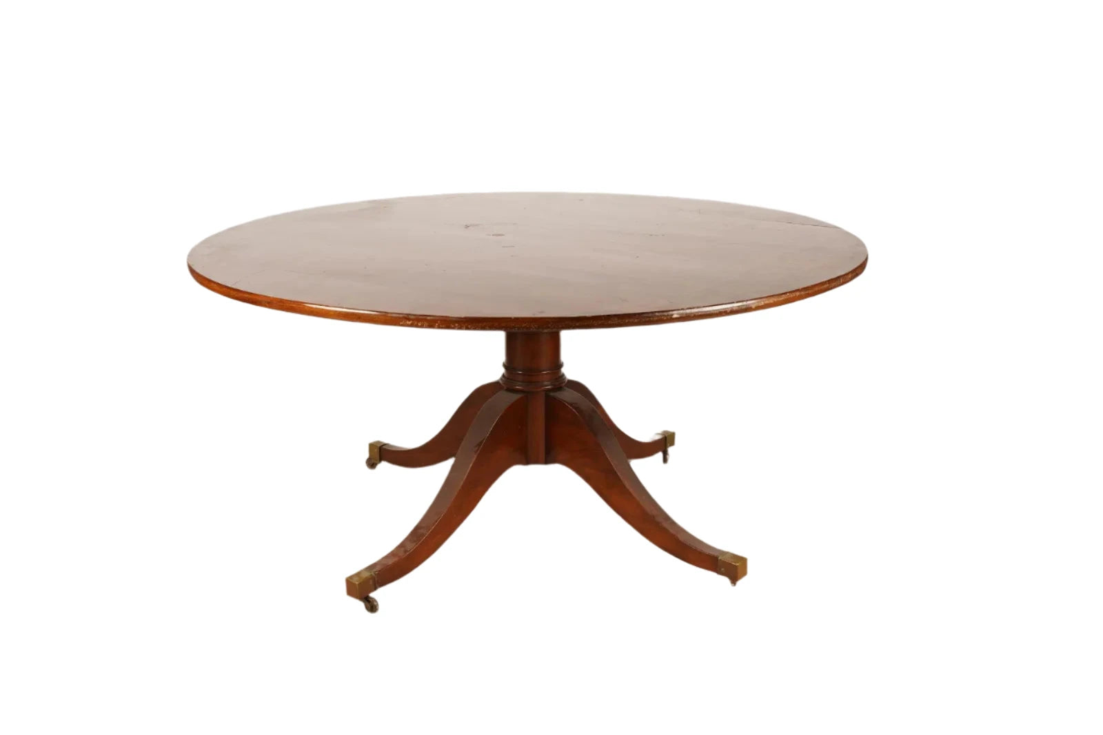 AF1-014:  ANTIQUE EARLY 20th CENTURY ENGLISH REGENCY STYLE MAHOGANY 60" DIAMETER DINING TABLE