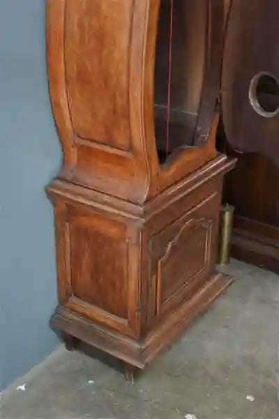 TK1-045: 18TH CENTURY FRENCH PROVINCIAL FRUITWOOD TALL CAS CLOCK