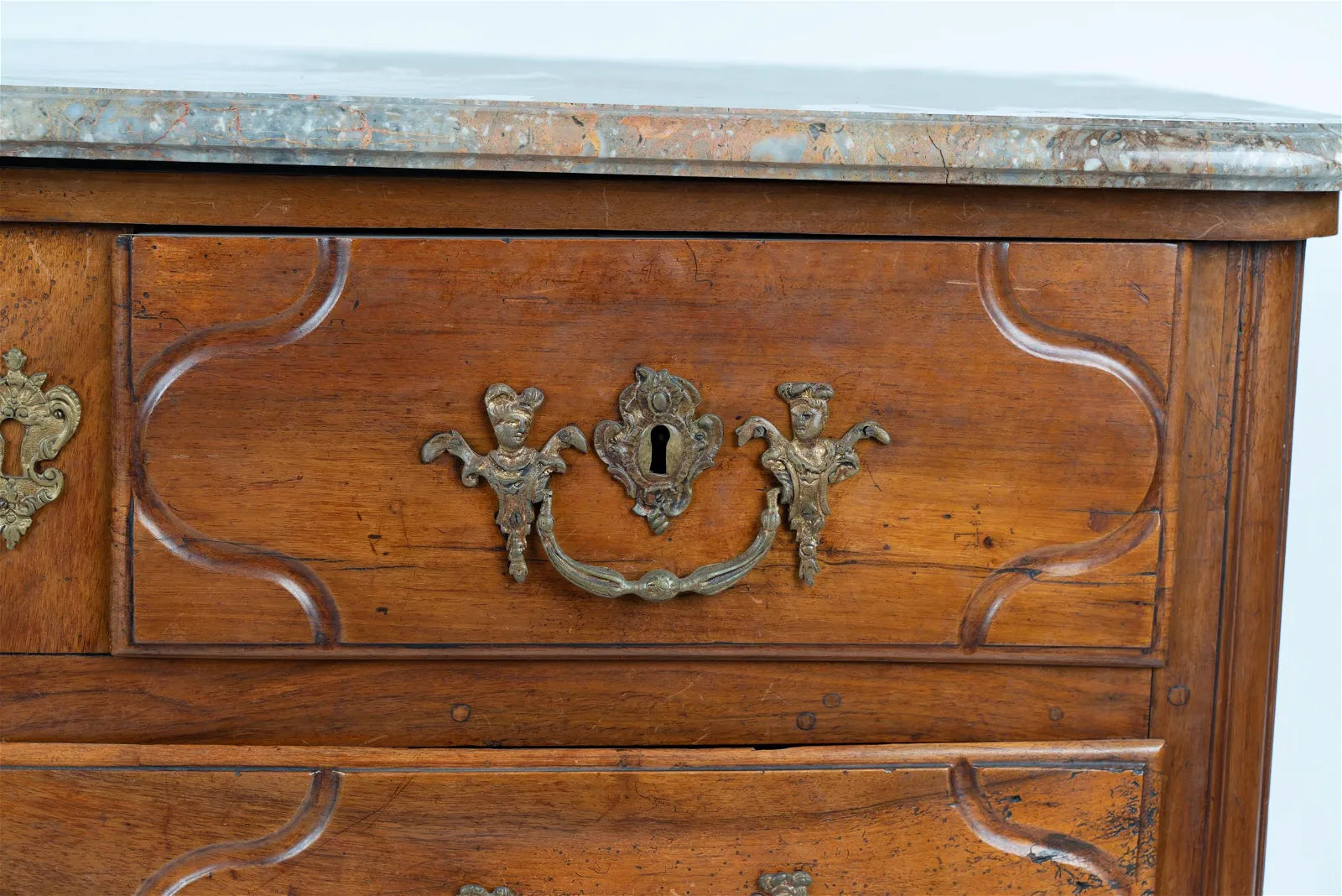AF4-020: ANTIQUE LATE 18TH CENTURY FRENCH PROVINCIAL WALNUT CHEST OF DRAWERS