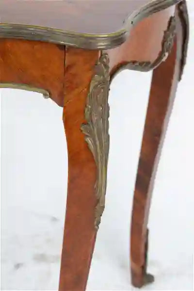 AF1-025:  ANTIQUE LATE 19TH CENTURY LOUIS XV  STYLE FRENCH KINGWOOD MARQUETRY SALON TABLE