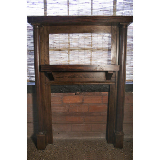 Antique Arts & Crafts Mahogany Fireplace Mantle With Mirror | Work of Man