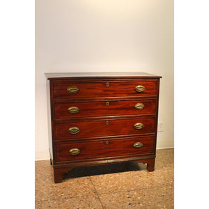AF4-188: Antique Circa 1800 American Federal Mahogany Four Drawer Chest of Drawers With Line Inlay