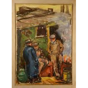 AWilliam  F. Beekman - Construction Workers Watercolor Painting | Work of Man