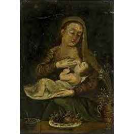 European School - Madonna and Child - Oil on Tin Painting | Work of Man