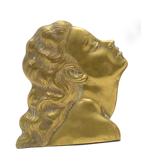 EARLY TO MID 20TH CENTURY GILT BRONZE PLAQUE OF A FEMALE BUST IN PROFILE | Work of Man