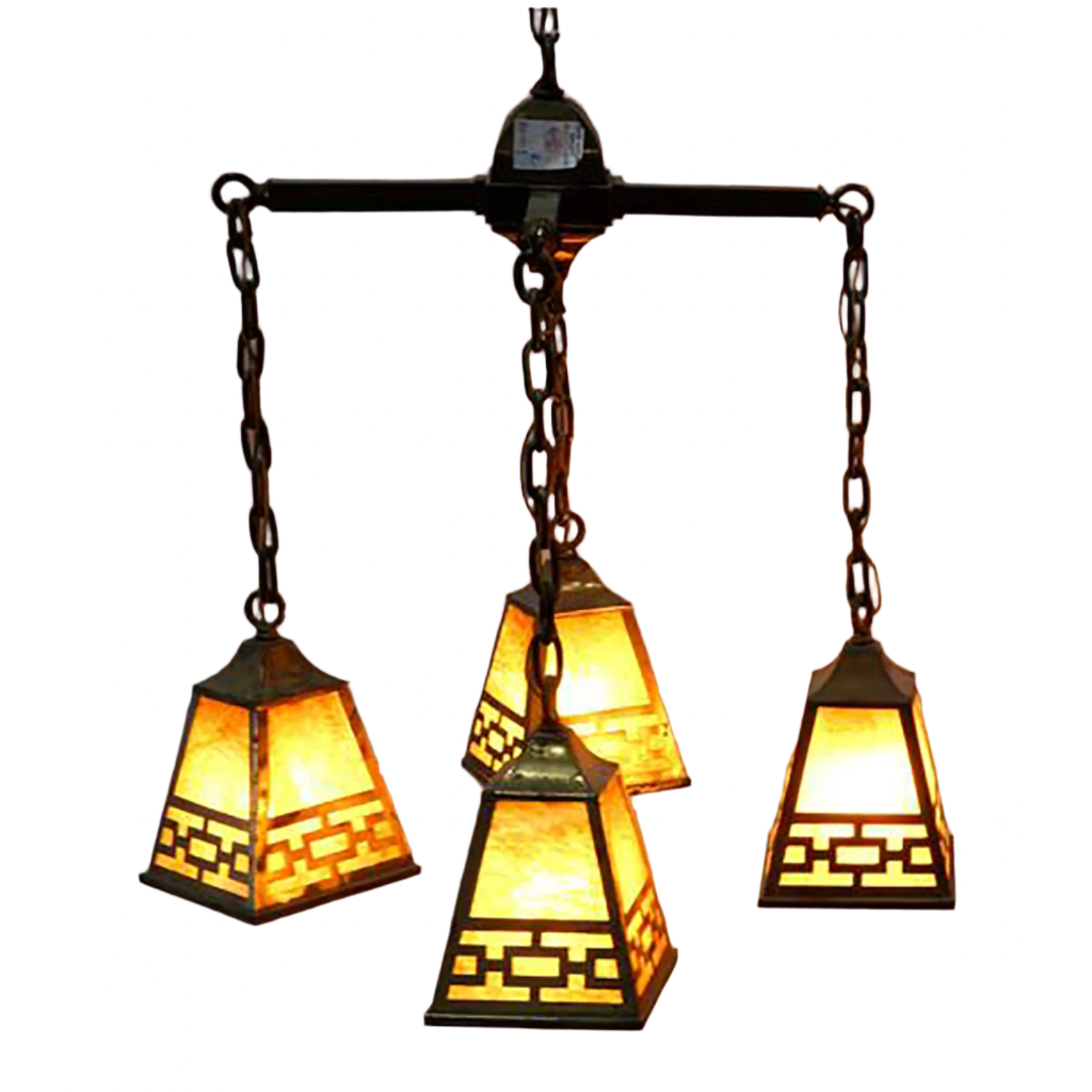 ARTS & CRAFTS SLAG GLASS  CHANDELIER | Work of Man