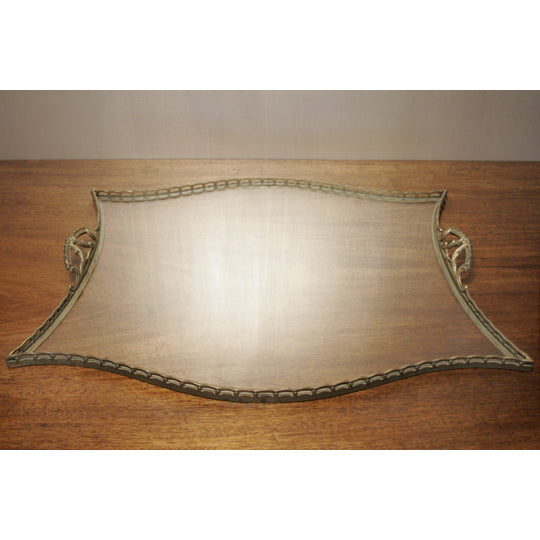 Antique Glass Tray Openwork Metal Decorative Frame | Work of Man