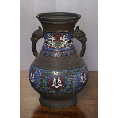 Antique Chinese Chempleve Bronze Enamel Vase | Work of Man