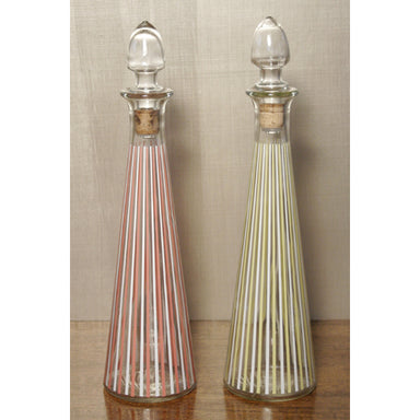 Antique Pair of Striped Glass Decanters | Work of Man