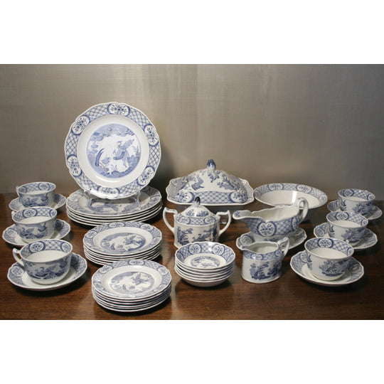 Antique English Old Chelsea Sea Blue Dinnerware | Work of Man