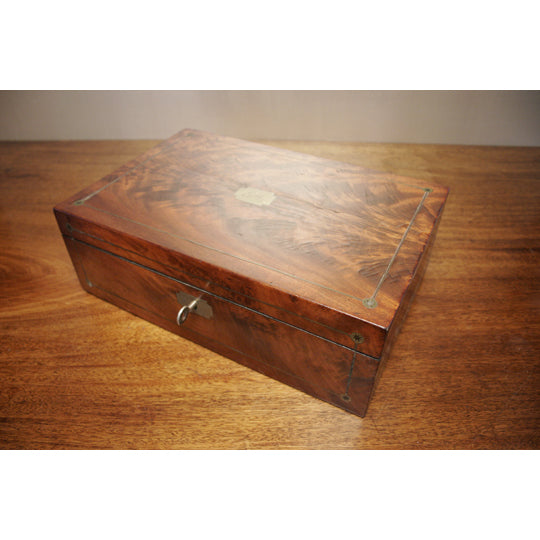 Antique Flame Crotch Mahogany Writing Desk | Work of Man