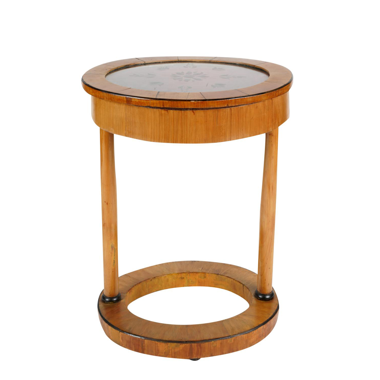 ANTIQUE AUSTRIAN BIEDERMEIER OVAL VITRINE SIDE TABLE | Work of Man