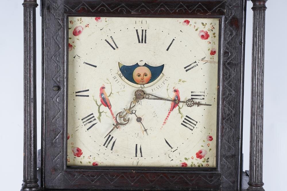 TK1-100: 17TH CENTURY ENGLISH JACOBEAN STYLE OAK TALL CASE CLOCK