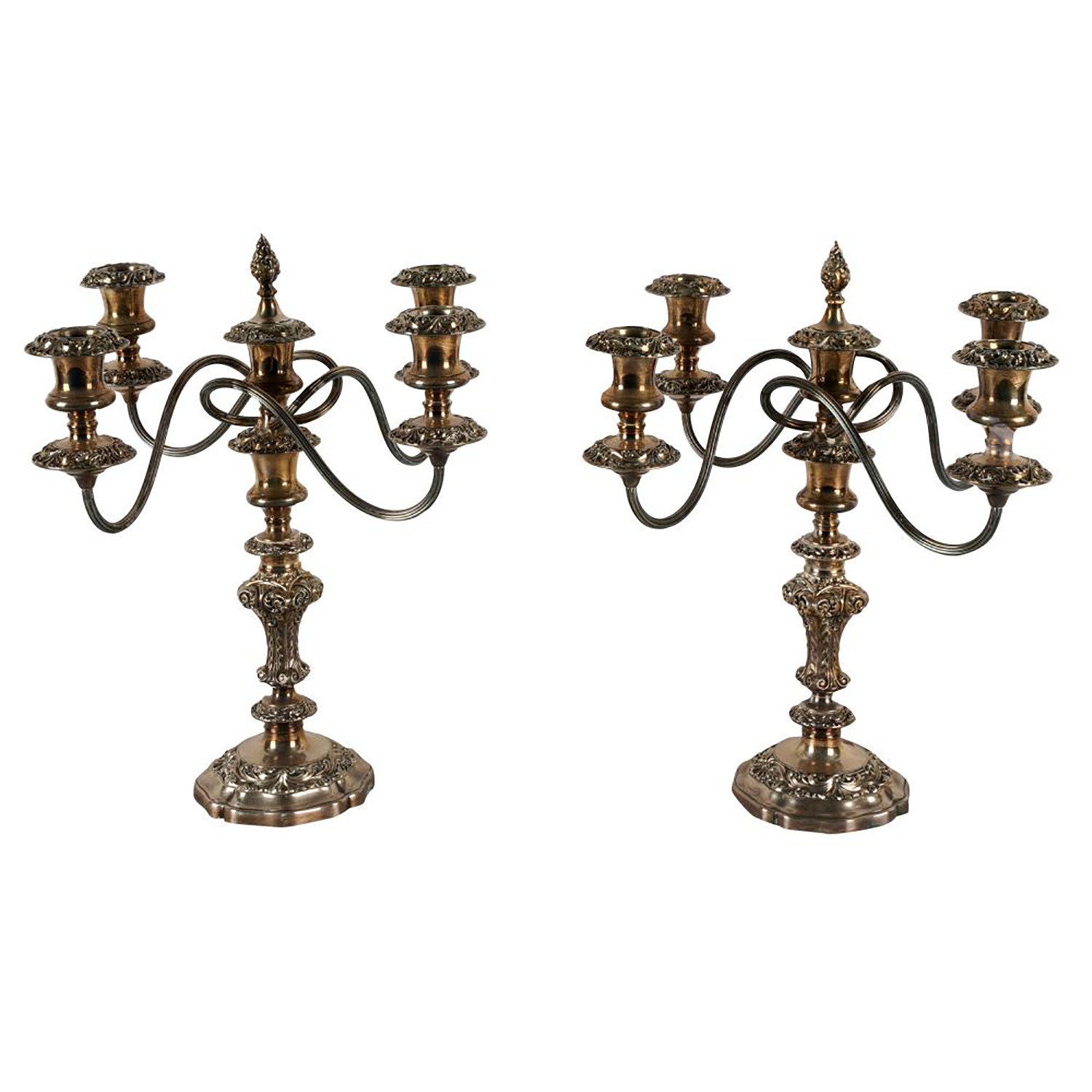 Antique Pair Sheffield Plate Candleabra | Work of Man