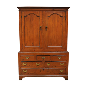 AF4-105: ANTIQUE LATE 18TH C AMERICAN COLONIAL PINE LINEN PRESS