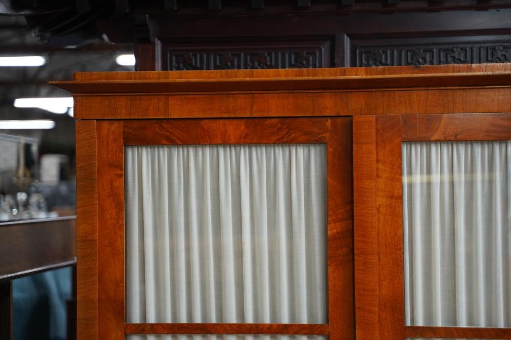 AF3-101: Antique Period German Biedermeier Fruitwood & Walnut Glazed Door Cabinet Circa 1820