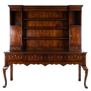 AF3-194: VINTAGE FINELY CRAFTED GEORGIAN STYLE OAK & CROSS-BANDED WELSH DRESSER