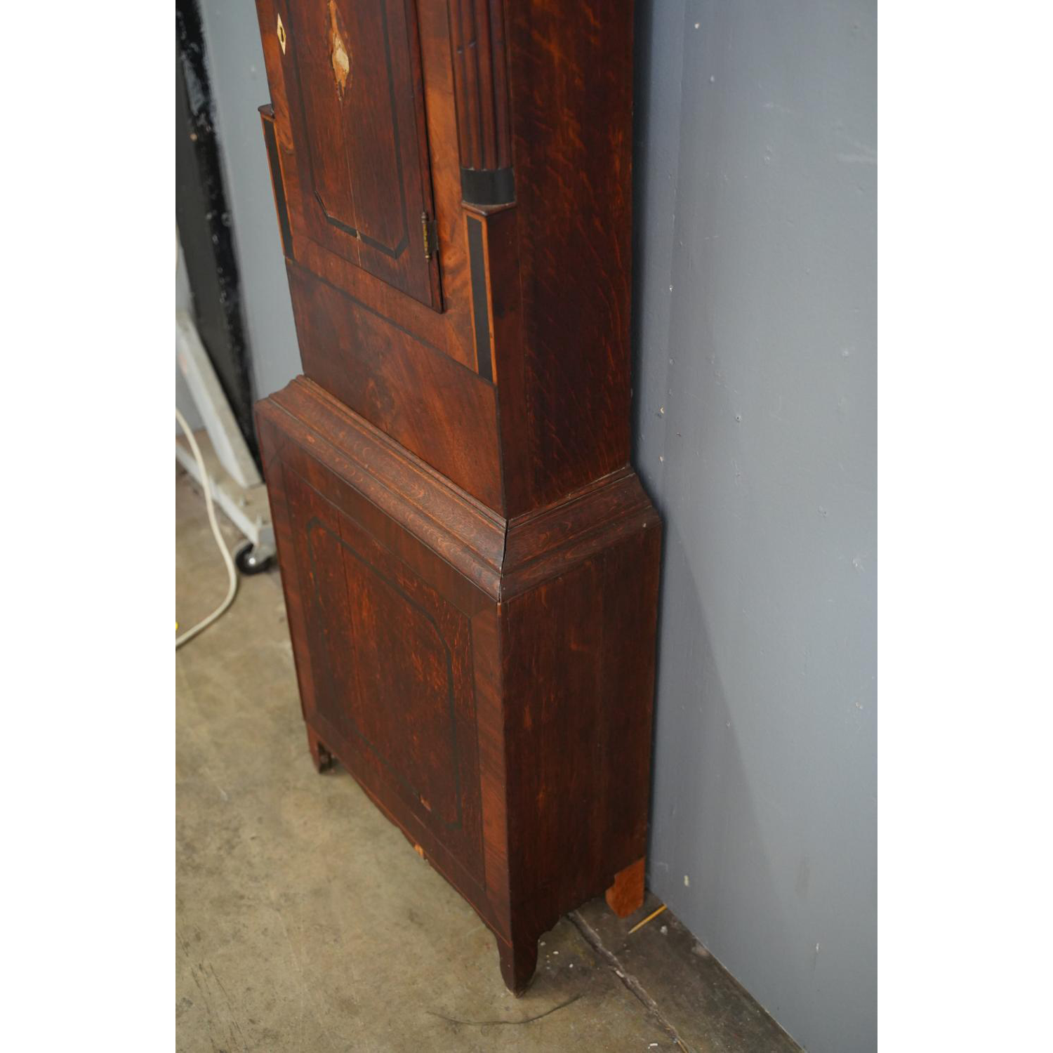 TK1-109: LATE 18TH CENTURY ENGLISH MAHOGANY & OAK TALL CASE CLOCK