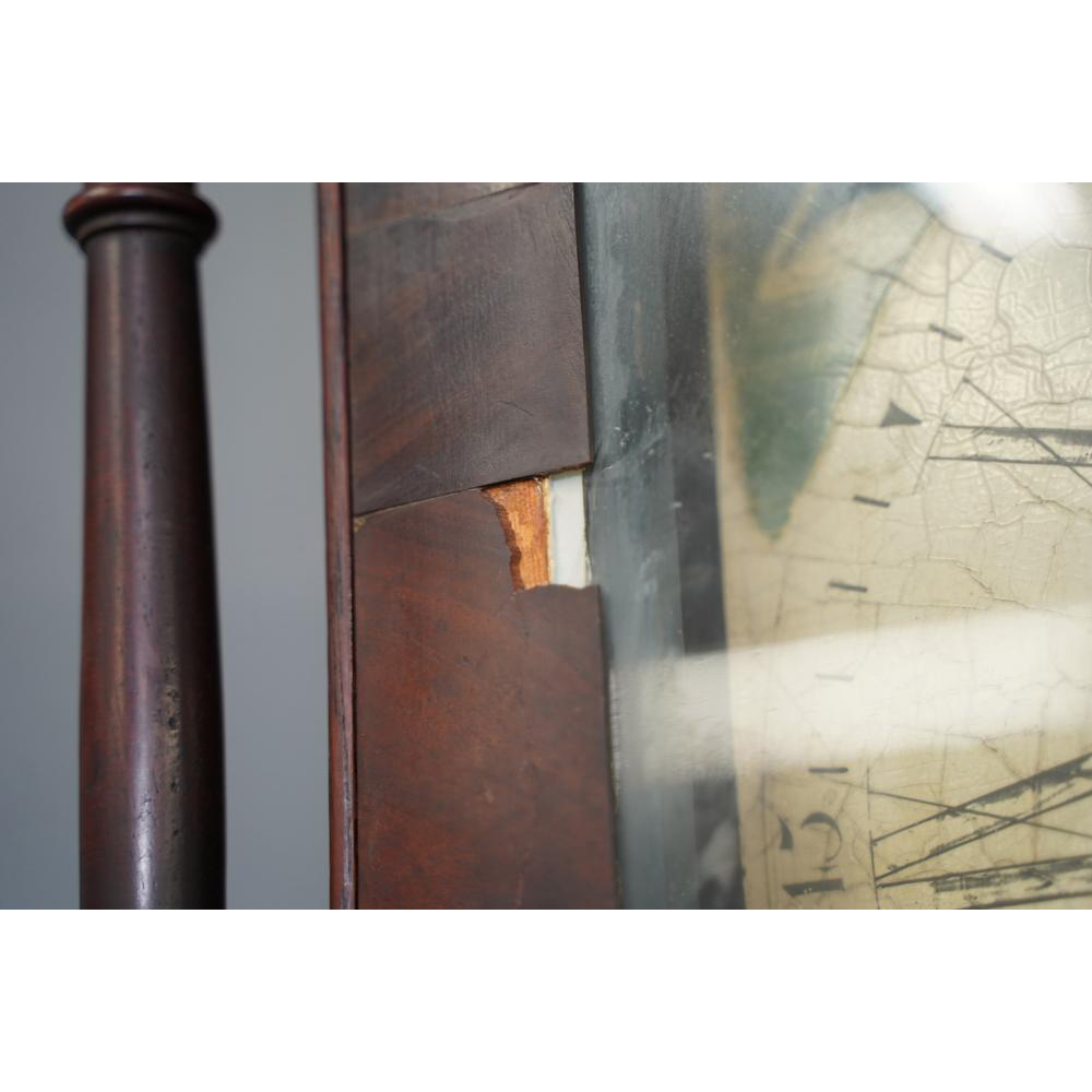 TK1-109: LATE 18TH CENTURY ENGLISH MAHOGANY & OAK TALL CASE CLOCK