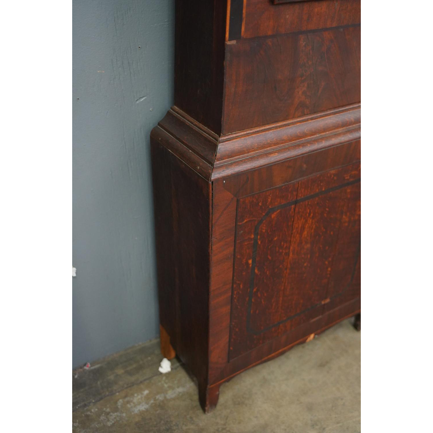 TK1-109: LATE 18TH CENTURY ENGLISH MAHOGANY & OAK TALL CASE CLOCK