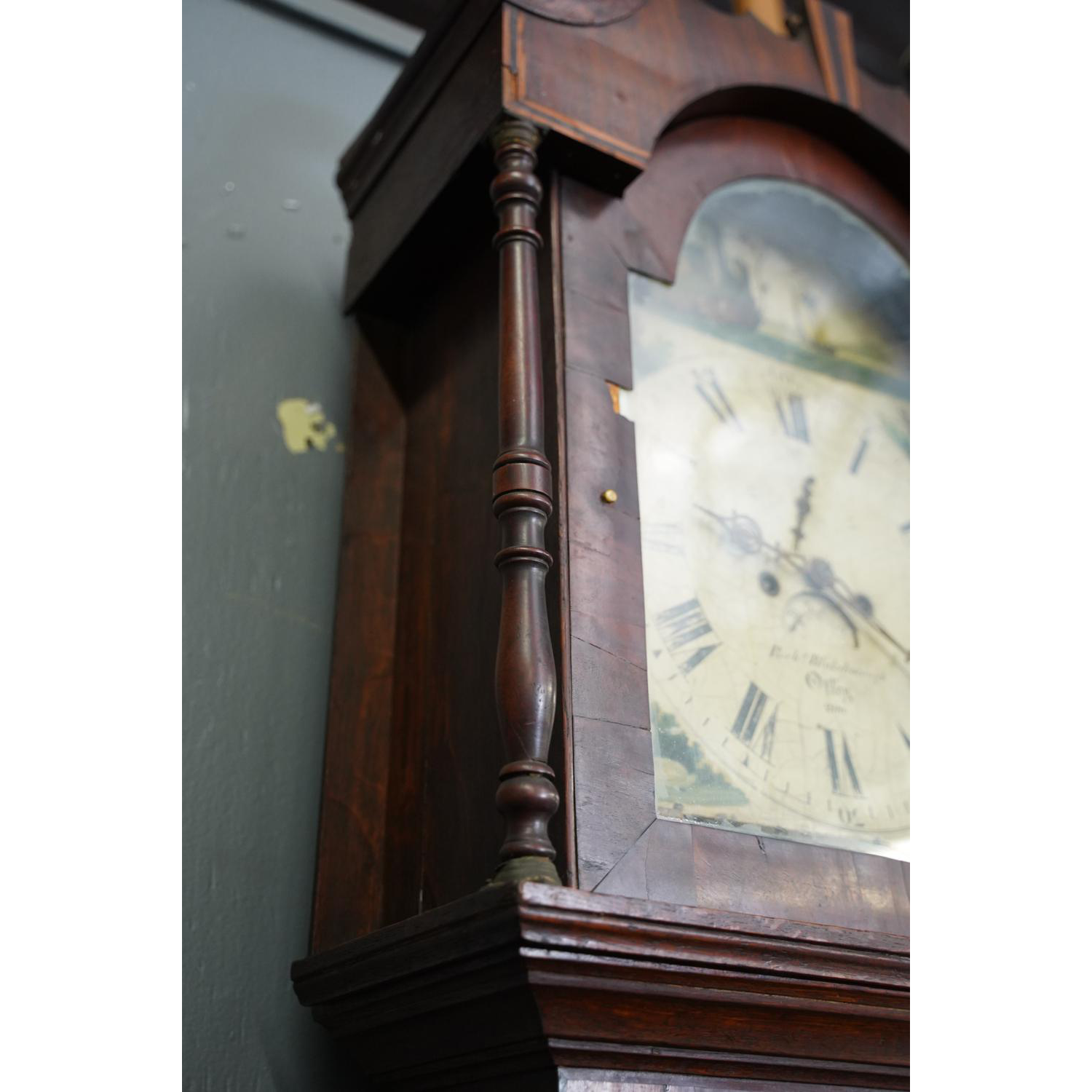 TK1-109: LATE 18TH CENTURY ENGLISH MAHOGANY & OAK TALL CASE CLOCK