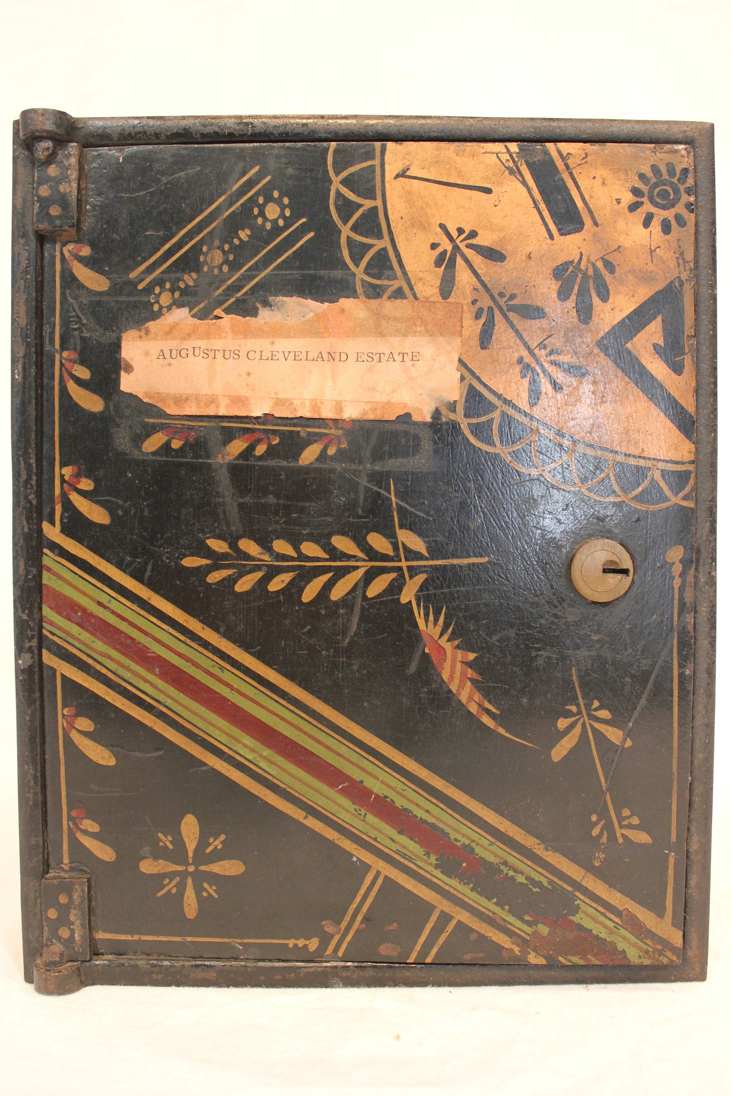 DA6-124 - 19th Century Black Decorative Painted Safe